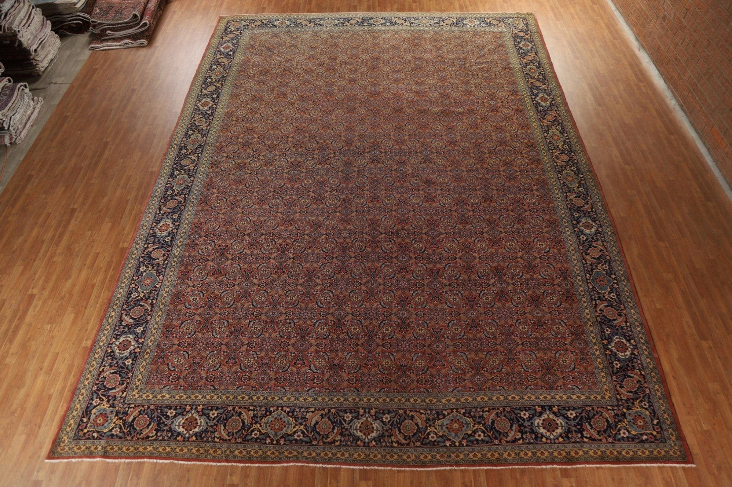 Pre-1900 Antique Vegetable Dye Tabriz Large Persian Rug 15x21