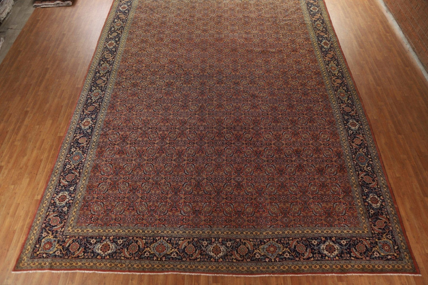 Pre-1900 Antique Vegetable Dye Tabriz Large Persian Rug 15x21