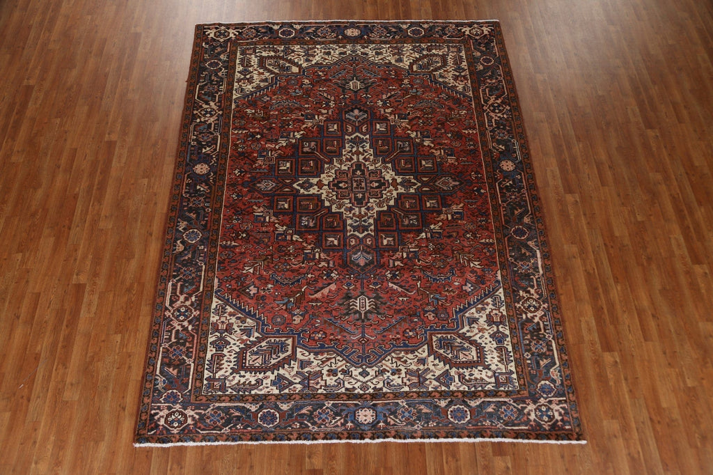 Geometric Wool Heriz Persian Area Rug 7x10