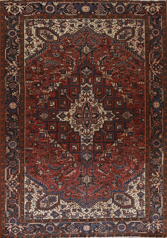 Geometric Wool Heriz Persian Area Rug 7x10