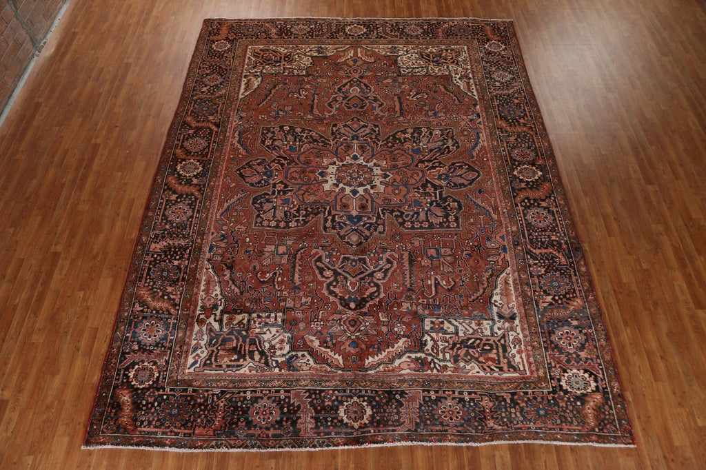 Geometric Wool Heriz Persian Area Rug 10x13