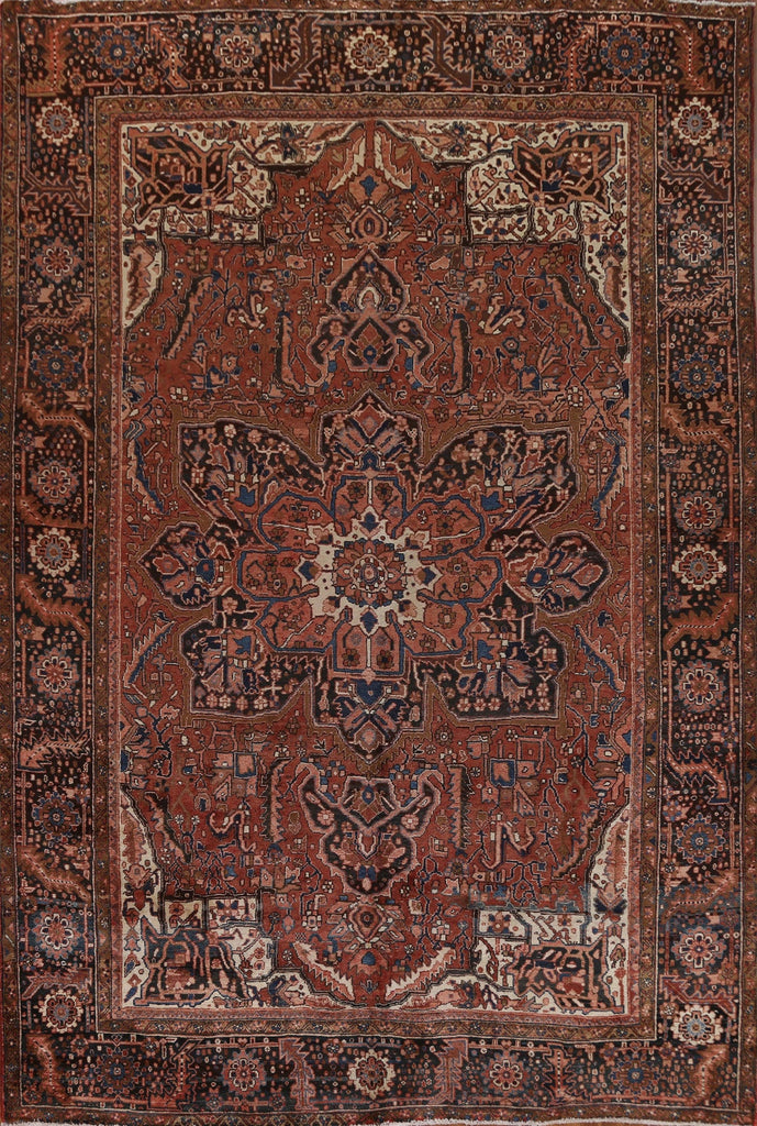 Geometric Wool Heriz Persian Area Rug 10x13