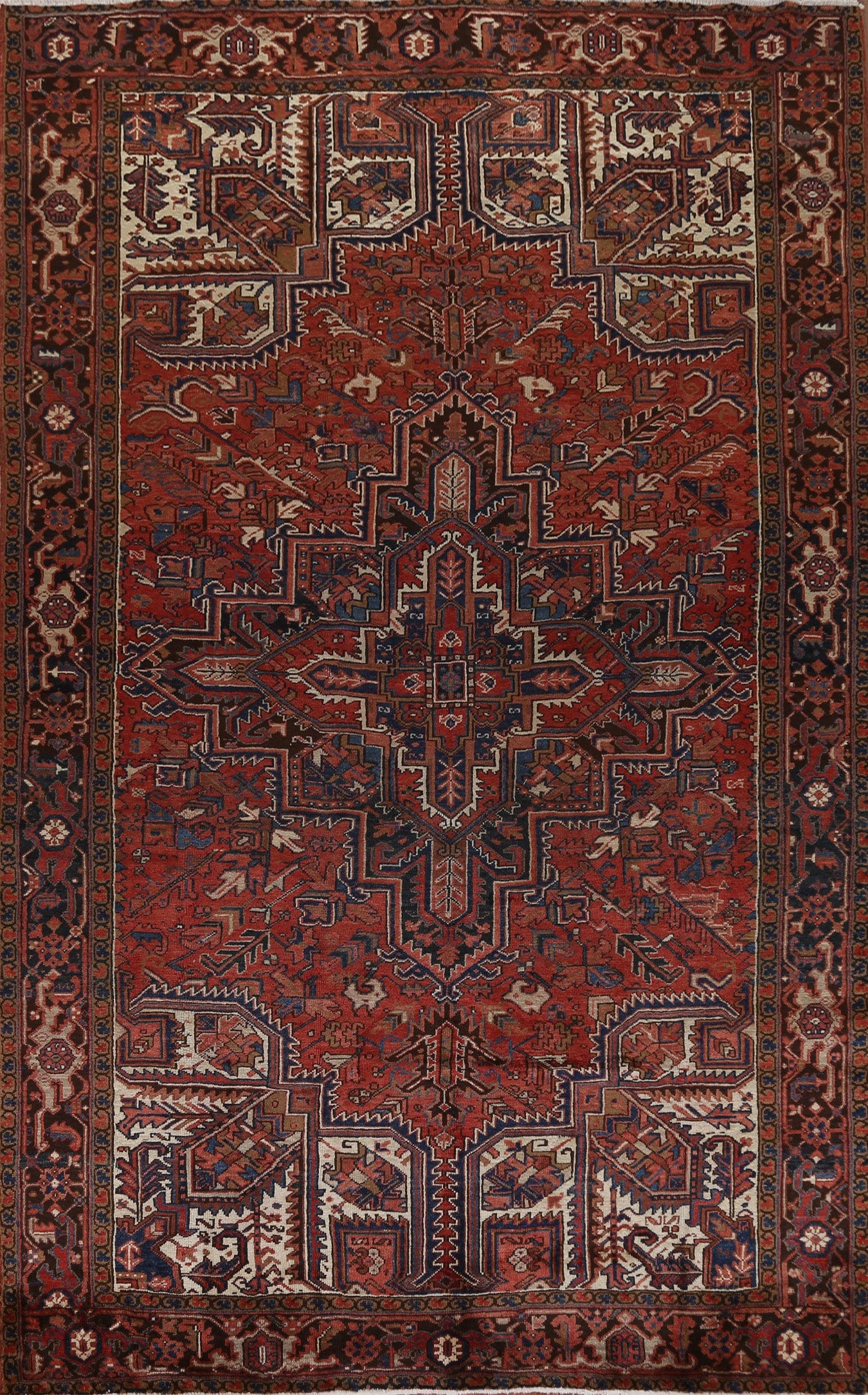 Handmade Wool Heriz Persian Area Rug 8x11