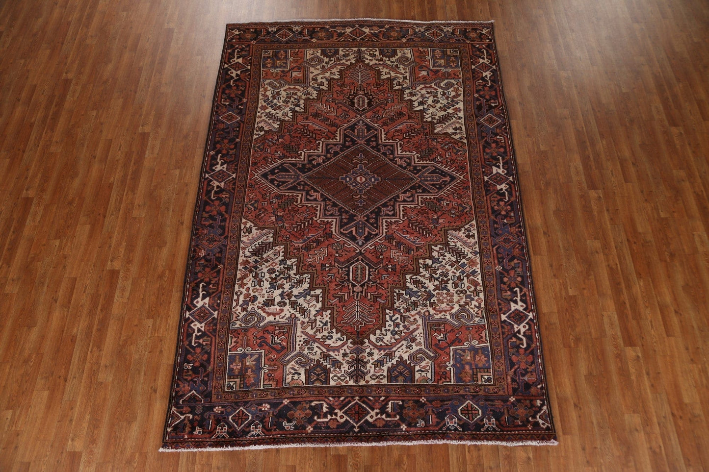 Geometric Wool Heriz Persian Area Rug 7x10