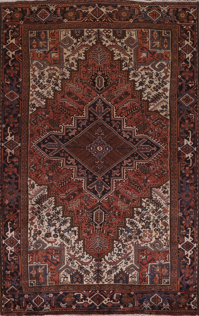 Geometric Wool Heriz Persian Area Rug 7x10