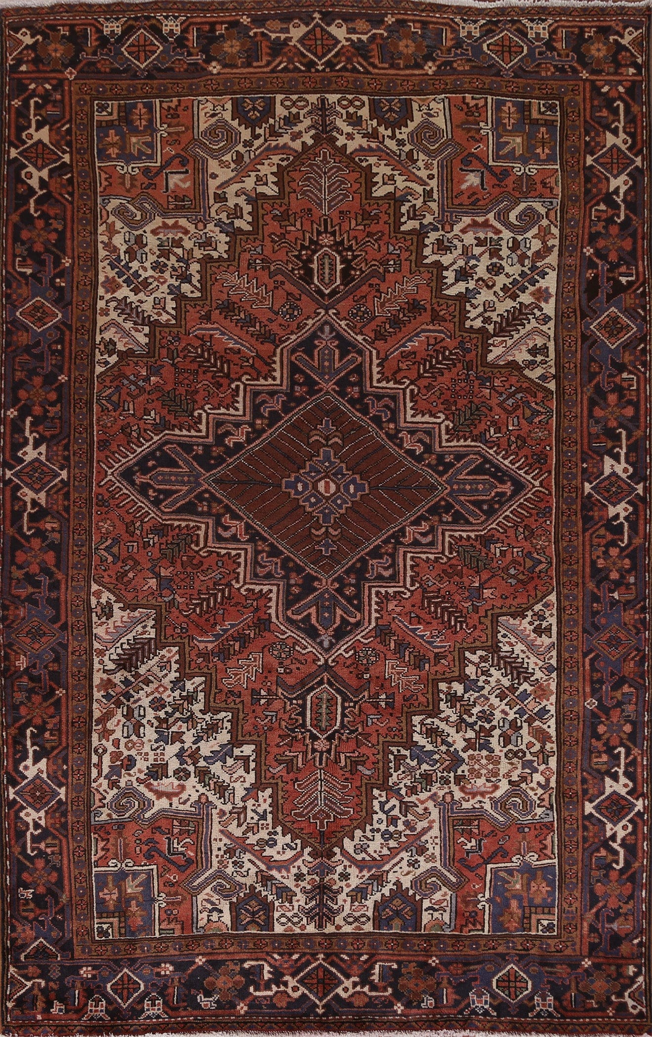 Geometric Wool Heriz Persian Area Rug 7x10