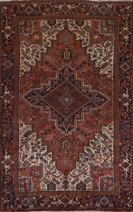 Geometric Wool Heriz Persian Area Rug 7x10