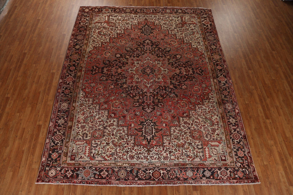 Vintage Geometric Heriz Persian Area Rug 10x12