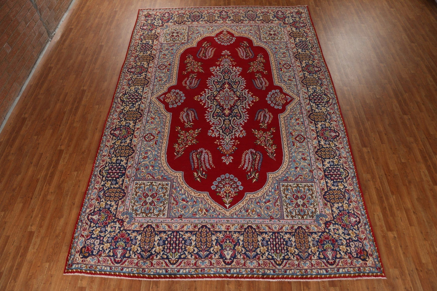 Handmade Wool Red Kerman Persian Area Rug 10x14