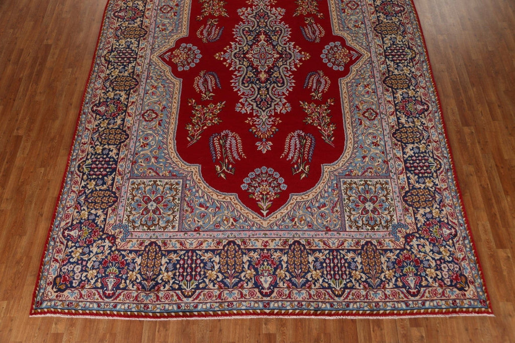 Handmade Wool Red Kerman Persian Area Rug 10x14