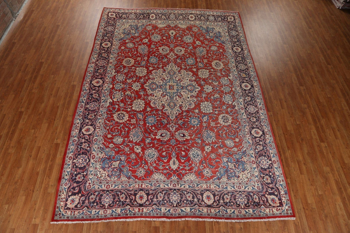 Red Floral Wool Sarouk Persian Area Rug 9x13