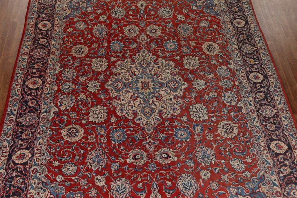 Red Floral Wool Sarouk Persian Area Rug 9x13