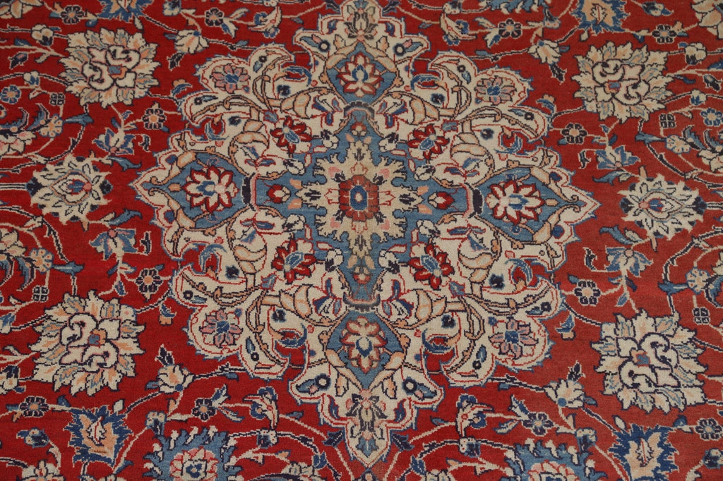 Red Floral Wool Sarouk Persian Area Rug 9x13