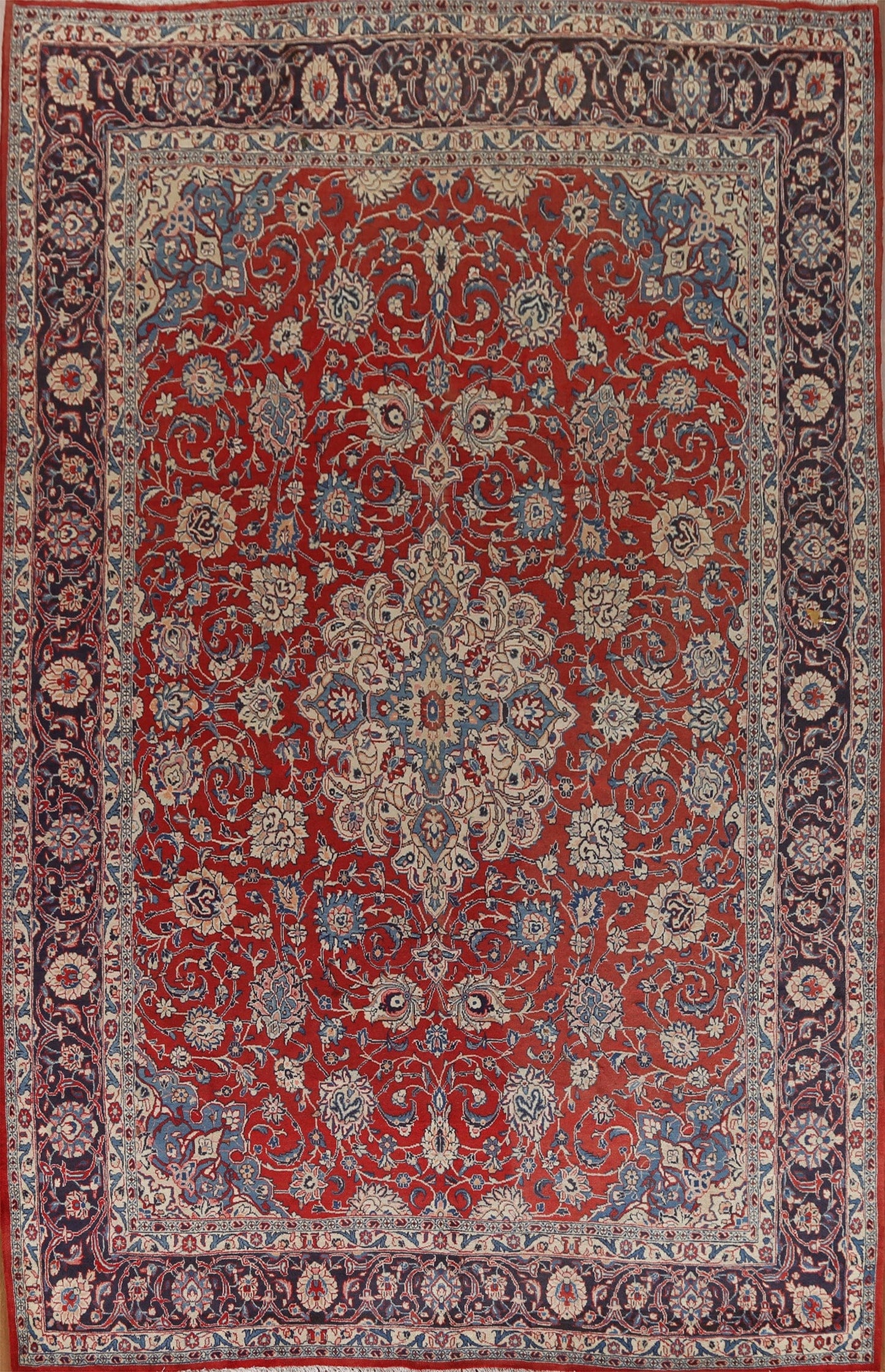 Red Floral Wool Sarouk Persian Area Rug 9x13