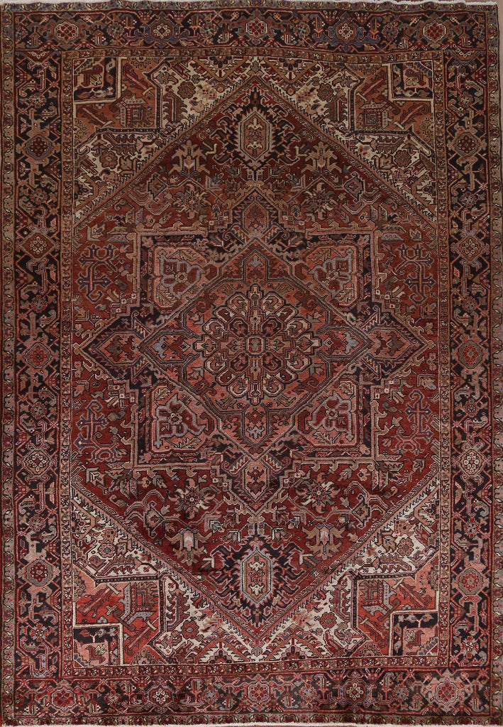 Geometric Red Heriz Persian Area Rug 8x11