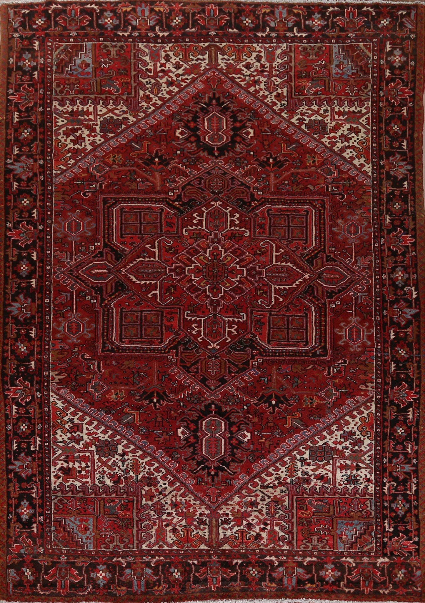 Geometric Wool Heriz Persian Area Rug 10x13