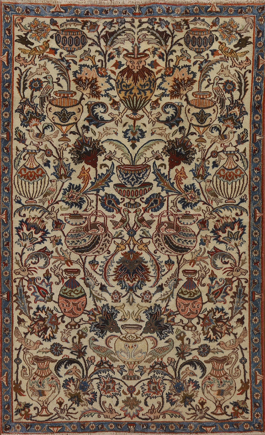 Pictorial Floral Kashmar Persian Area Rug 5x8