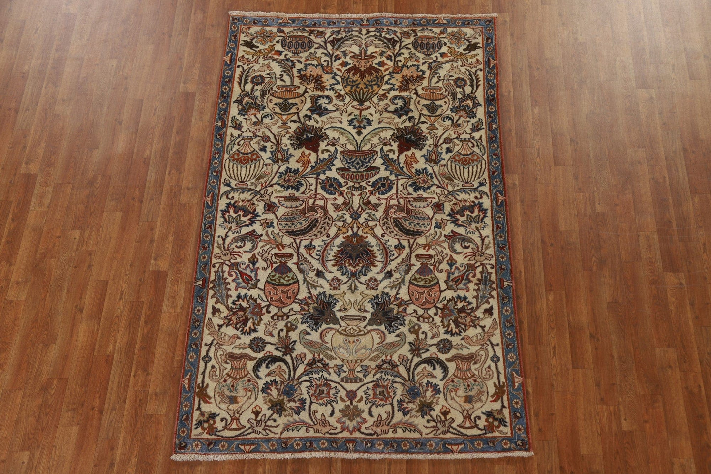 Pictorial Floral Kashmar Persian Area Rug 5x8