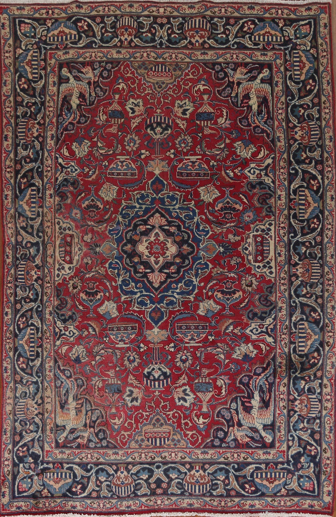 Floral Red Kashmar Persian Area Rug 6x9