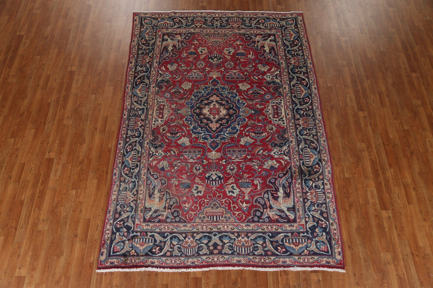 Floral Red Kashmar Persian Area Rug 6x9