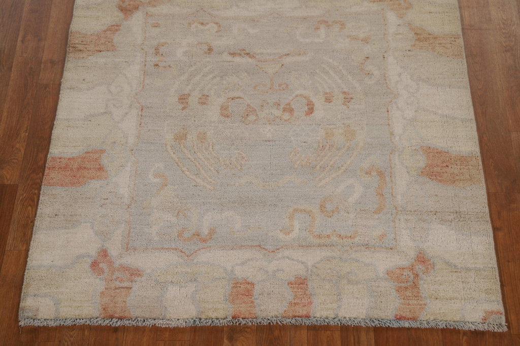 Vegetable Dye Wool Oushak Turkish Square Rug 4x4