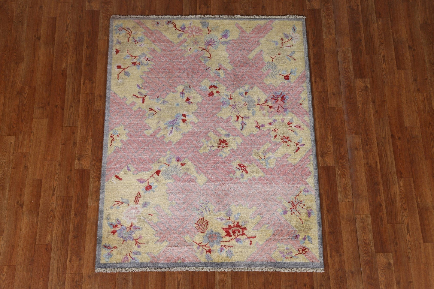 Vegetable Dye Art Deco Oriental Area Rug 4x5