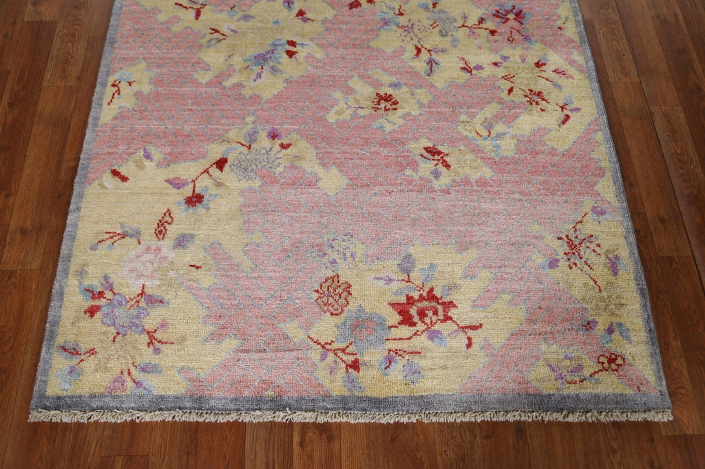 Vegetable Dye Art Deco Oriental Area Rug 4x5