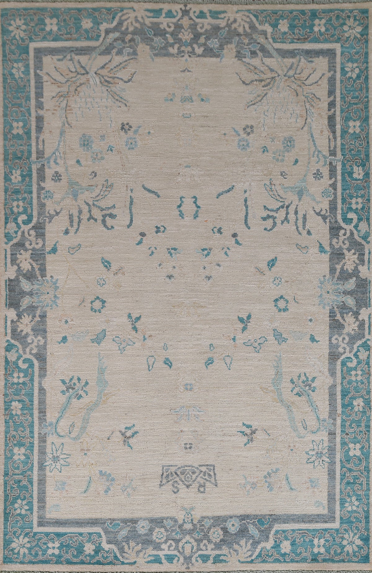 Vegetable Dye Art Deco Oriental Area Rug 5x7