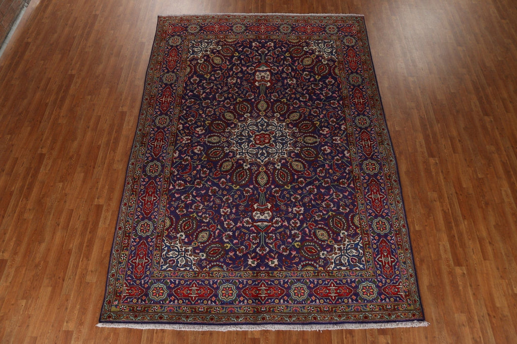 Vintage Navy Blue Tabriz Persian Area Rug 8x11