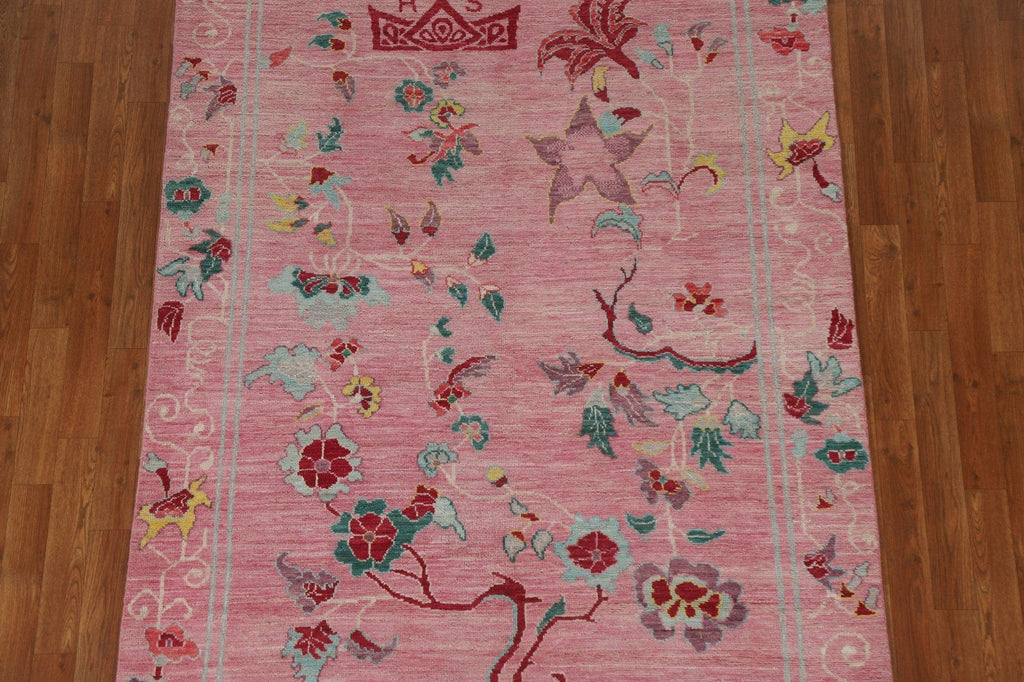 Pink Floral Art Deco Oriental Area Rug 5x7