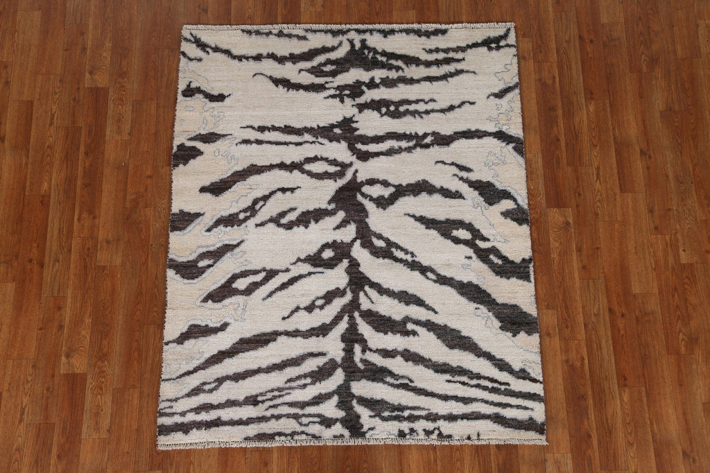 Vegetable Dye Wool Abstract Oriental Area Rug 4x5