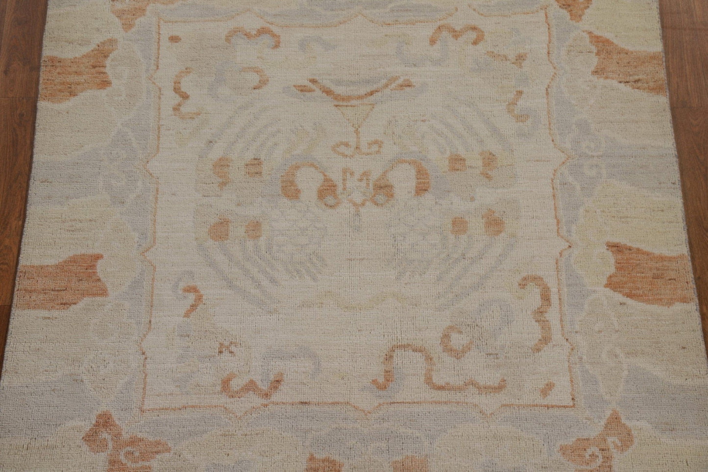 Hand-Knotted Art Deco Oriental Square Rug 4x4