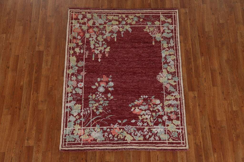 Vegetable Dye Art Deco Oriental Area Rug 4x5