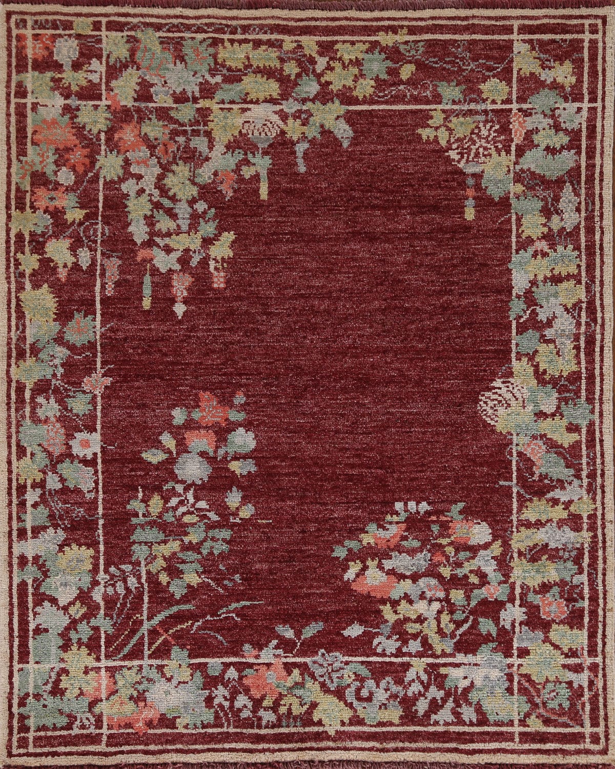 Vegetable Dye Art Deco Oriental Area Rug 4x5