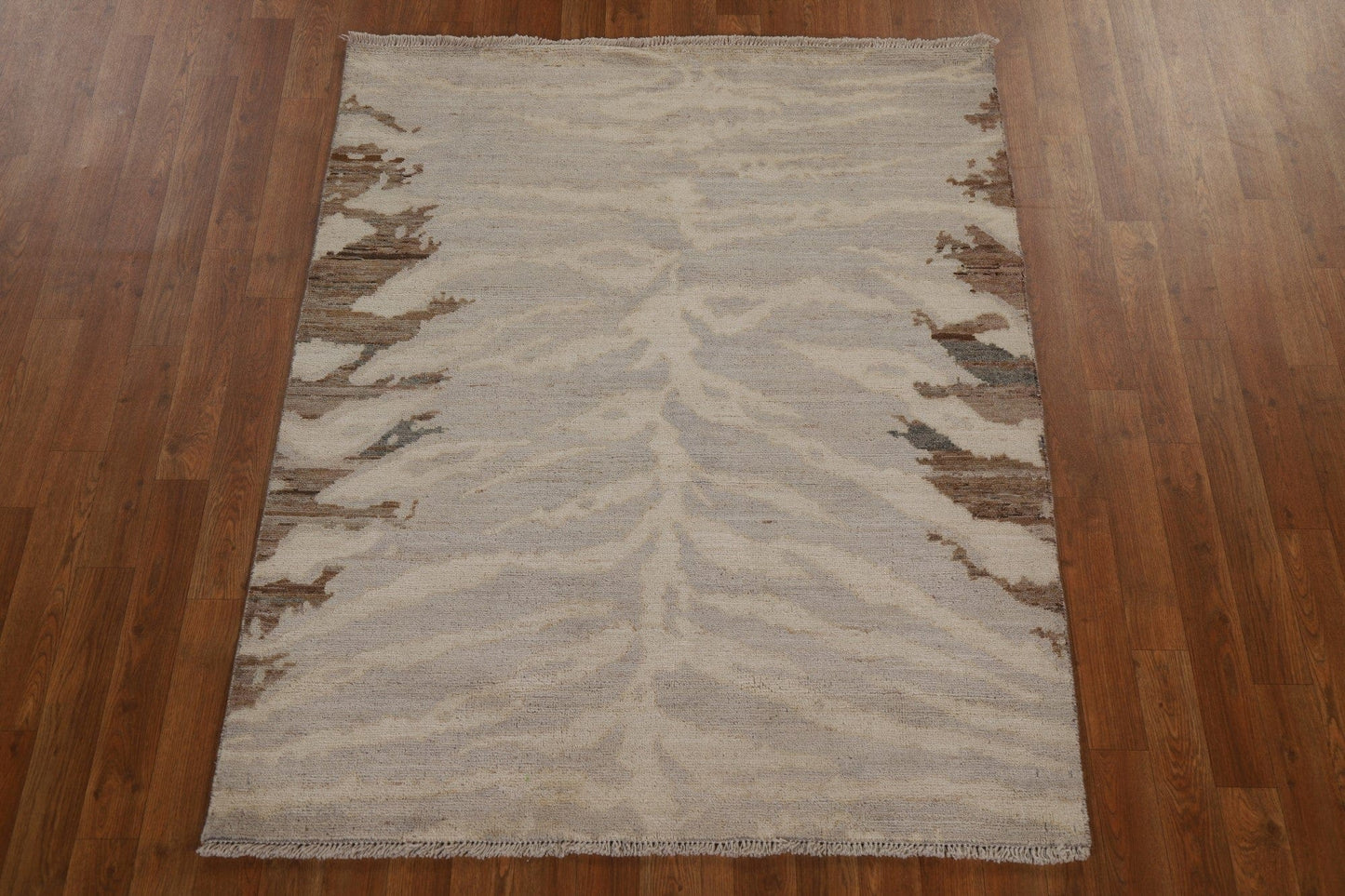 Vegetable Dye Abstract Turkish Area Rug 4x5