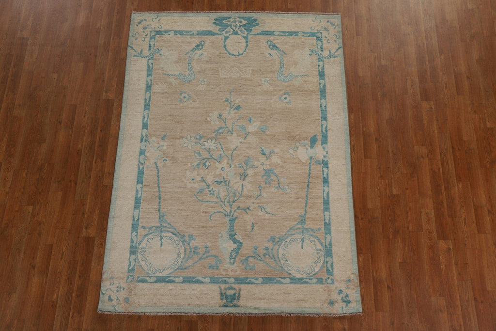 Vegetable Dye Art Deco Oriental Area Rug 5x7