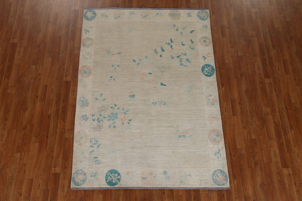 Vegetable Dye Art Deco Oriental Area Rug 5x7