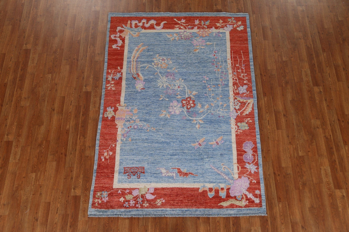 Vegetable Dye Art Deco Oriental Area Rug 5x7