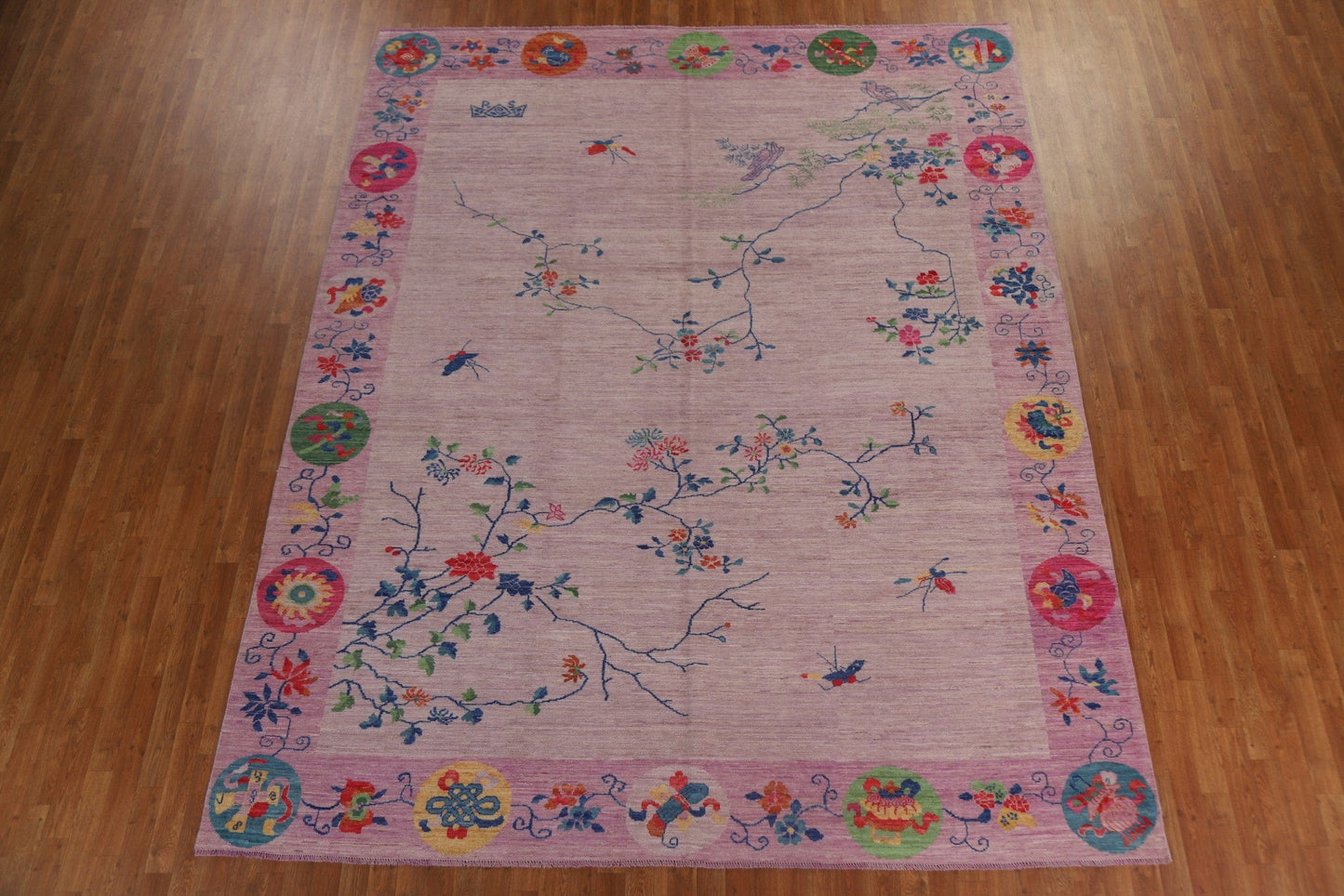 Vegetable Dye Art Deco Oriental Area Rug 9x12