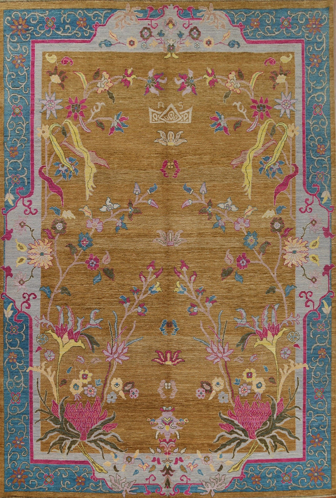 Vegetable Dye Art Deco Oriental Area Rug 9x12