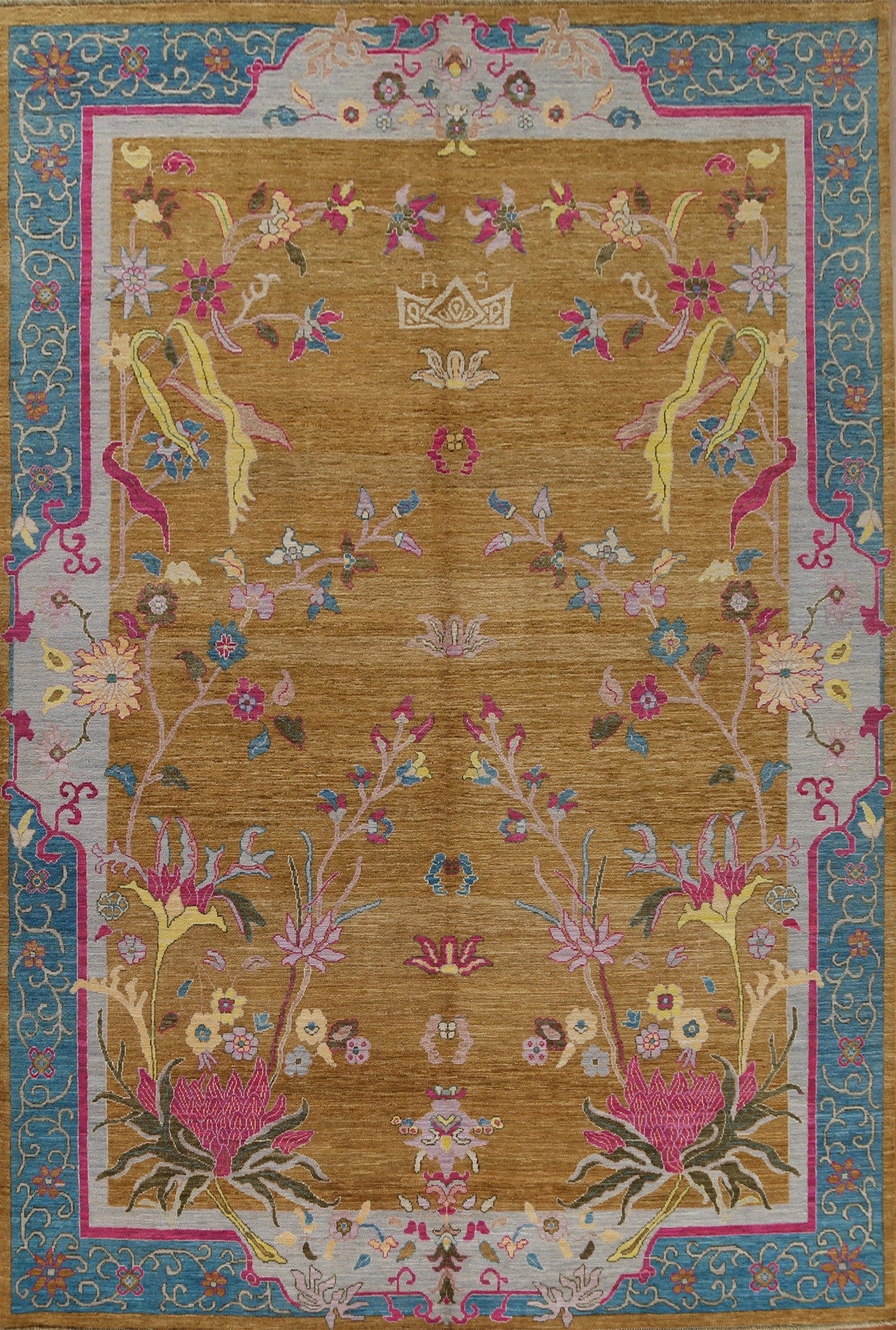 Vegetable Dye Art Deco Oriental Area Rug 9x12