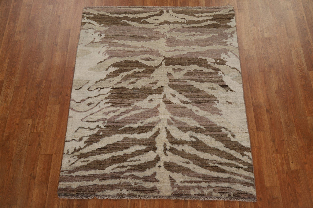 Vegetable Dye Abstract Oriental Area Rug 4x5