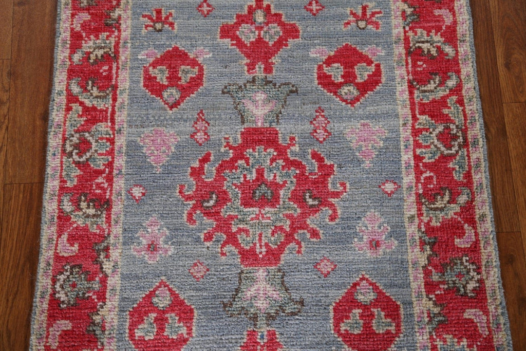 Vegetable Dye Geometric Oushak Turkish Wool Rug 2x4