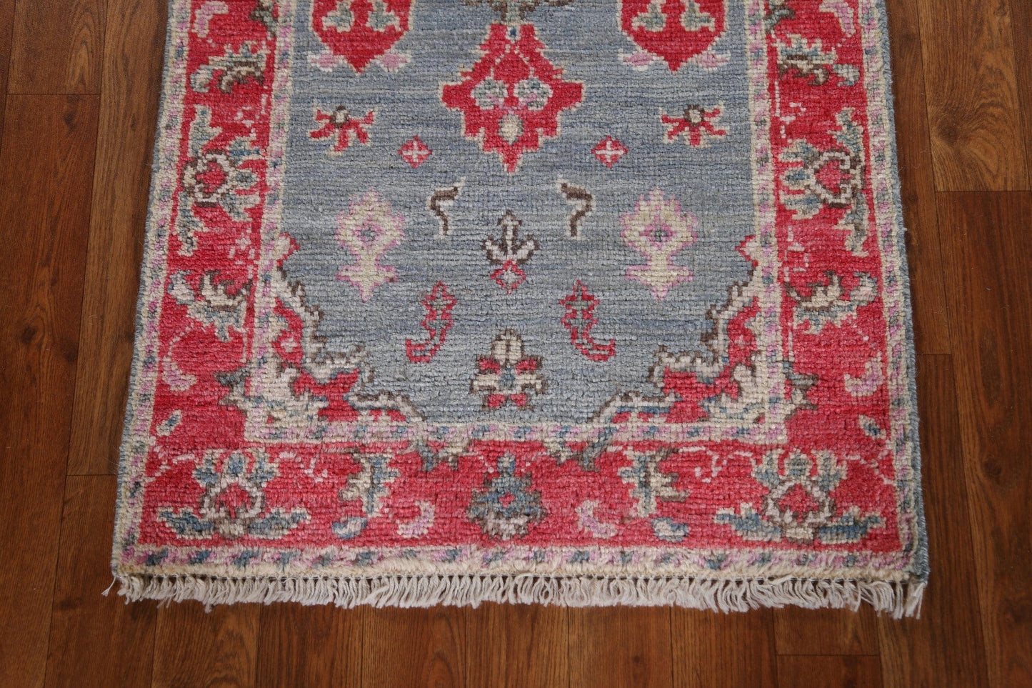 Vegetable Dye Geometric Oushak Turkish Wool Rug 2x4