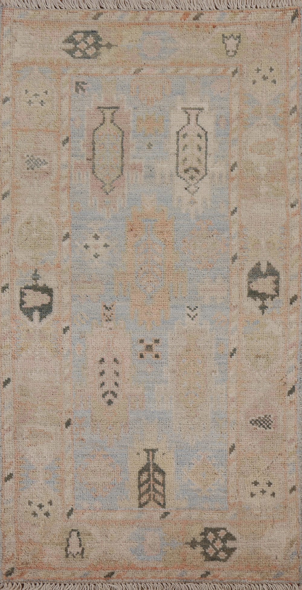 Vegetable Dye Oushak Turkish Wool Rug 2x4