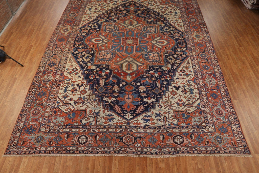 Pre-1900 Antique Vegetable Dye Heriz Bakhshayesh Persian Rug 13x17