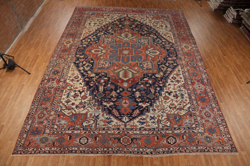 Pre-1900 Antique Vegetable Dye Heriz Bakhshayesh Persian Rug 13x17