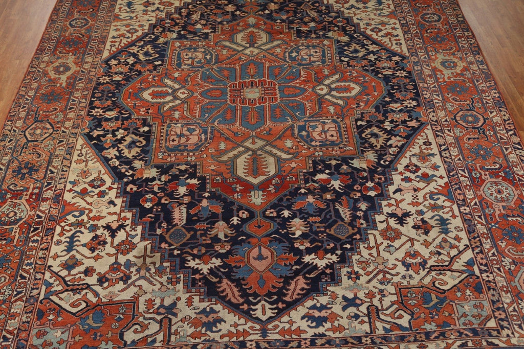 Pre-1900 Antique Vegetable Dye Heriz Bakhshayesh Persian Rug 13x17