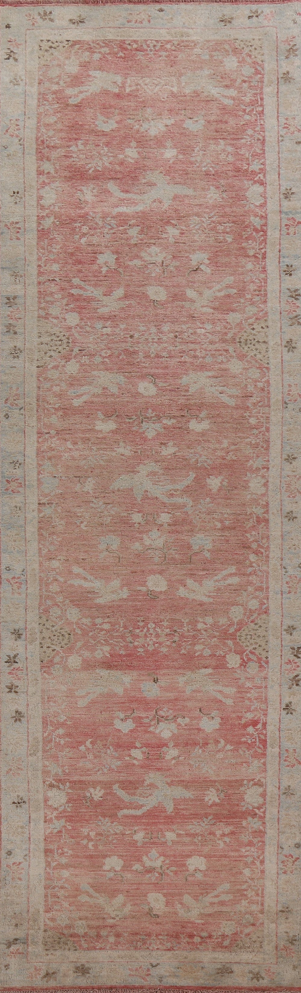 Vegetable Dye Oushak Turkish Runner Rug 3x12