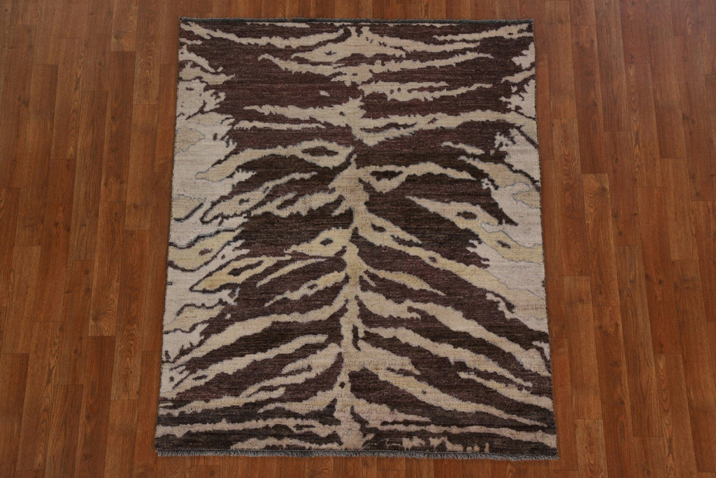 Vegetable Dye Abstract Oriental Area Rug 4x5